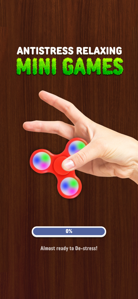 Tela de carregamento do Antistress Relaxing Mini Game com um fidget spinner
