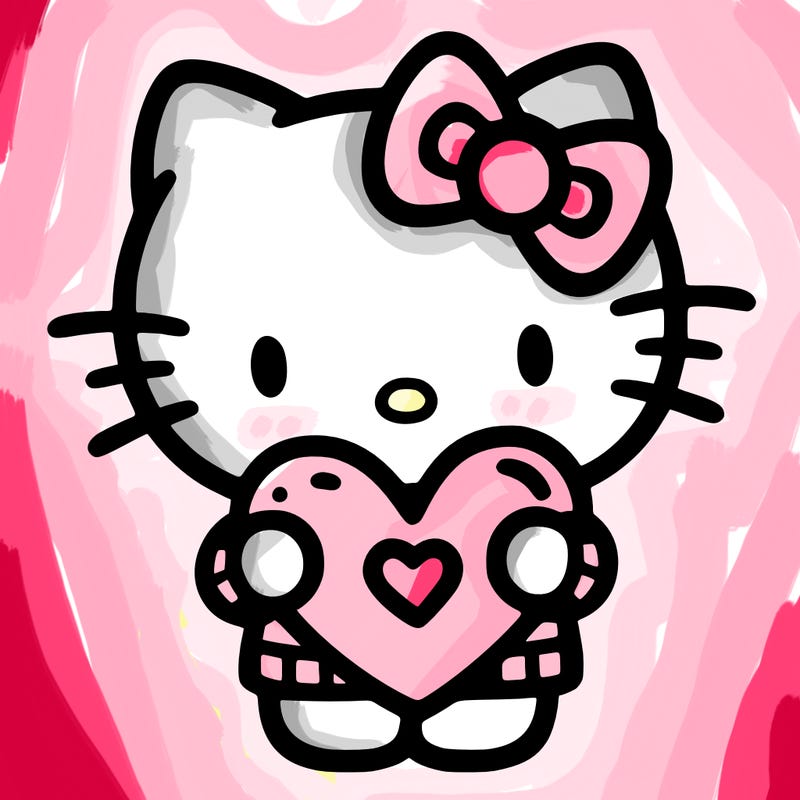 hellokitty holding a heart