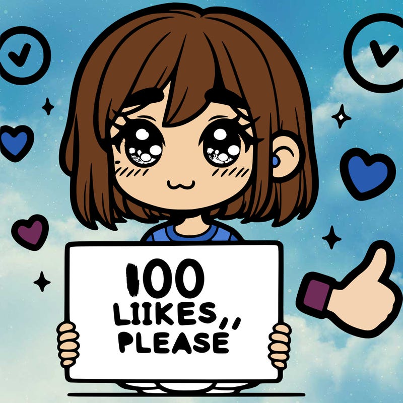 a girl with a sign saying 100 likes, please