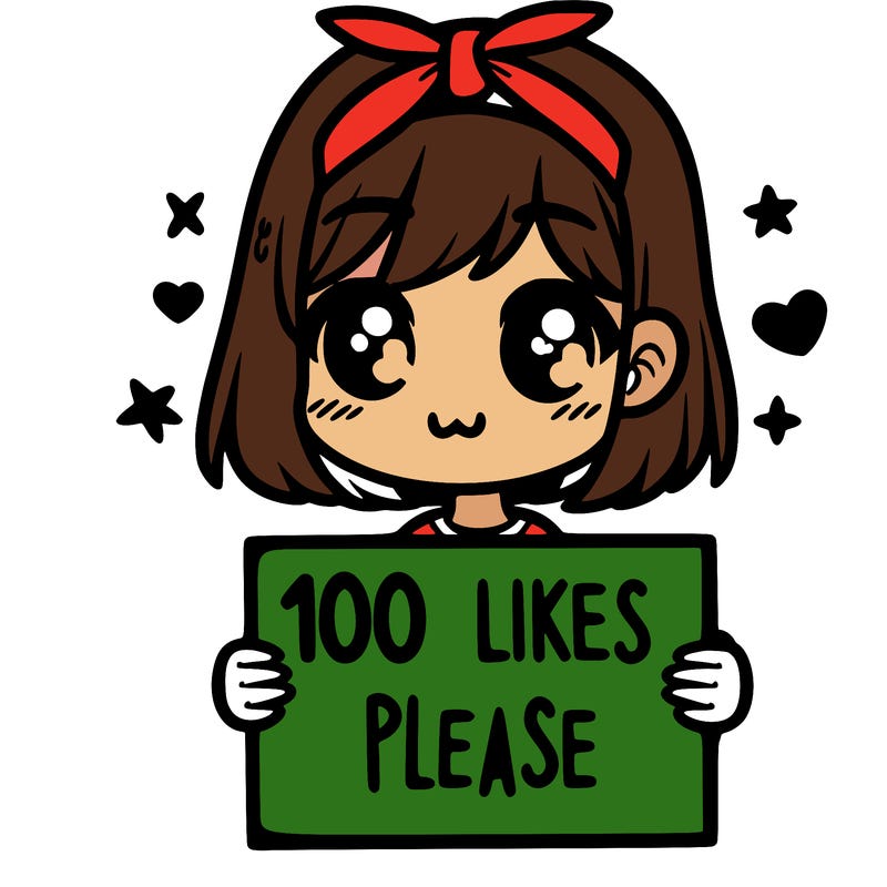 girl holding sign saying 100 likes please