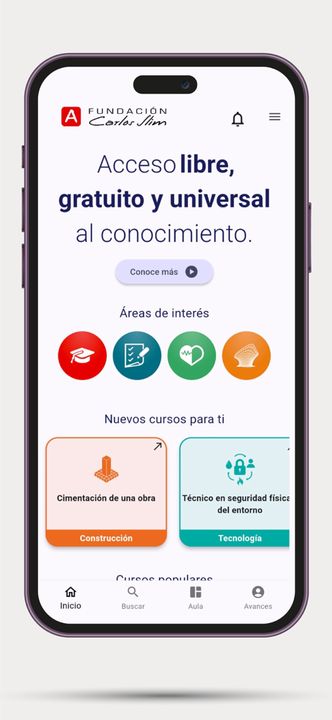 Aprende - Aprende app home screen showing free Spanish language vocational and technical courses
