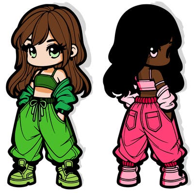 girl in crop top and baggy pants