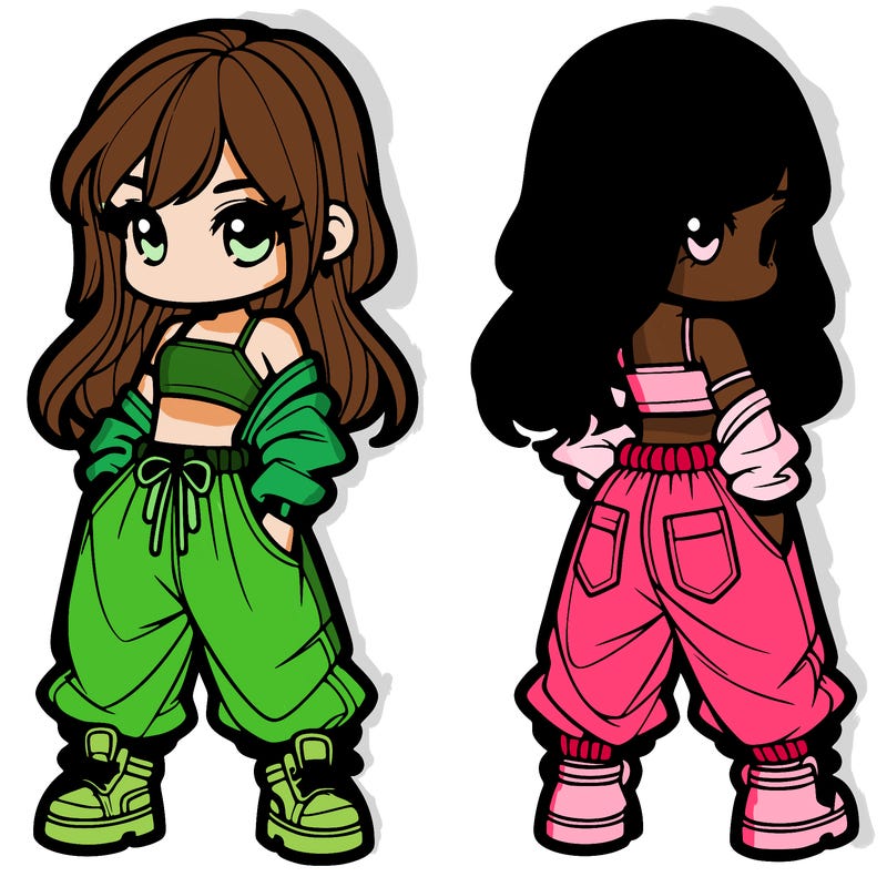 girl in crop top and baggy pants