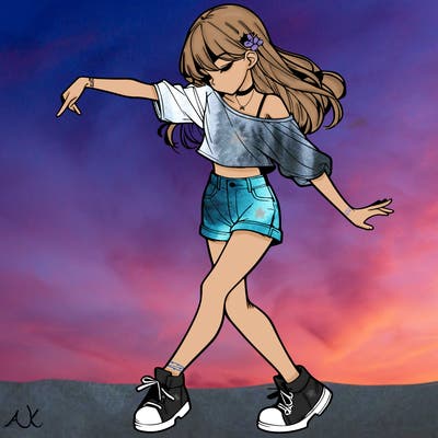 realistic girl danceing