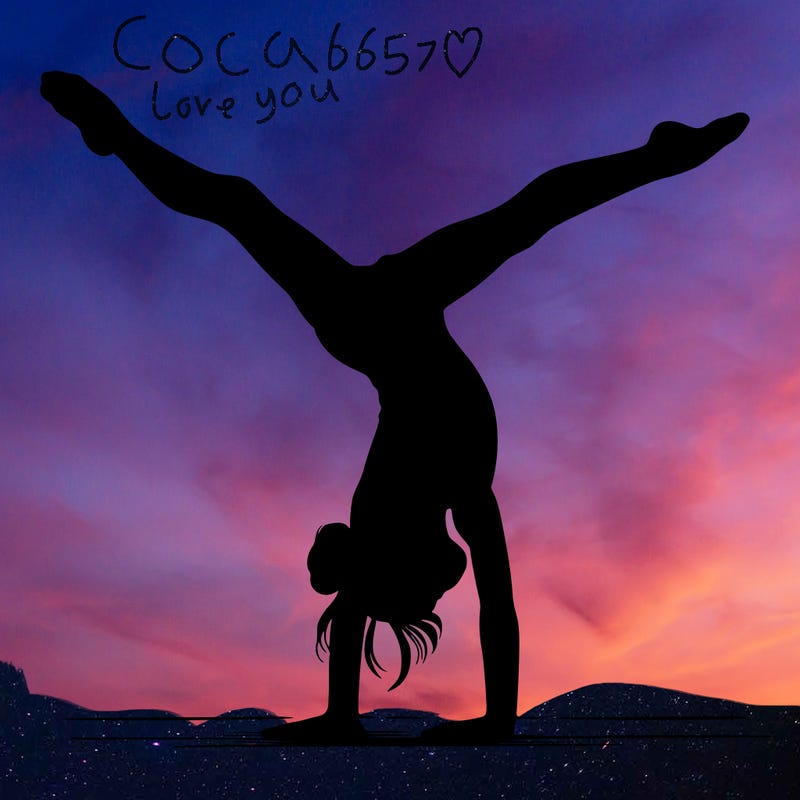 realistic gymnastic hand stand girl in four splits