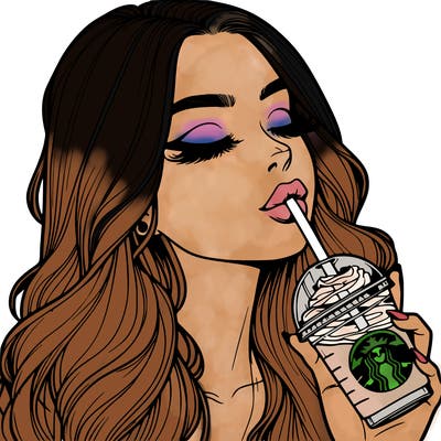 realistic girl drinking starbucks