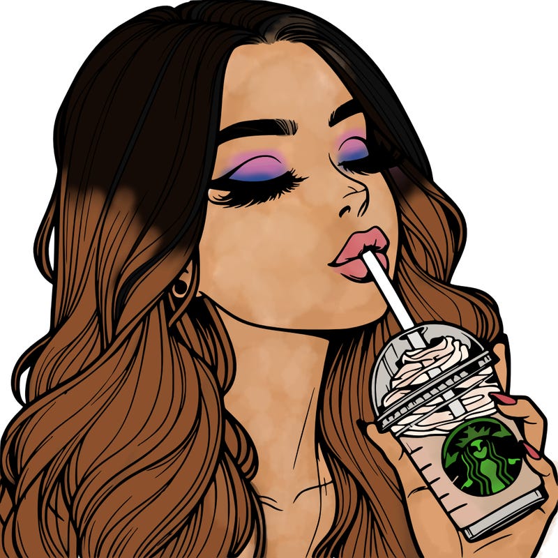 realistic girl drinking starbucks