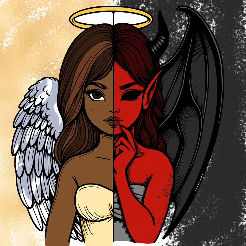 realistic angel half demon