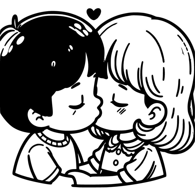 a girl kissing a boy