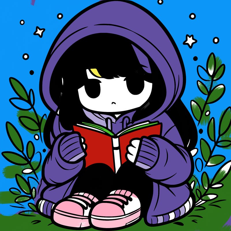 girl in oversized hoodie reading a book