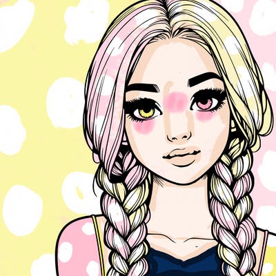 realistic girl with braids