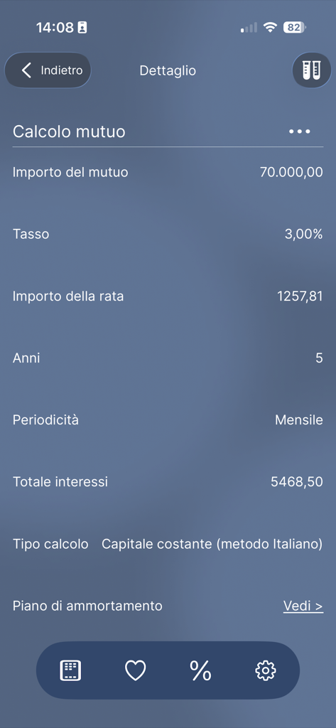 Easy Mortgage - A summary screen showing detailed mortgage calculation results including loan amount, interest rate, and monthly payment.
