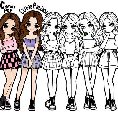 a group of girls realistic