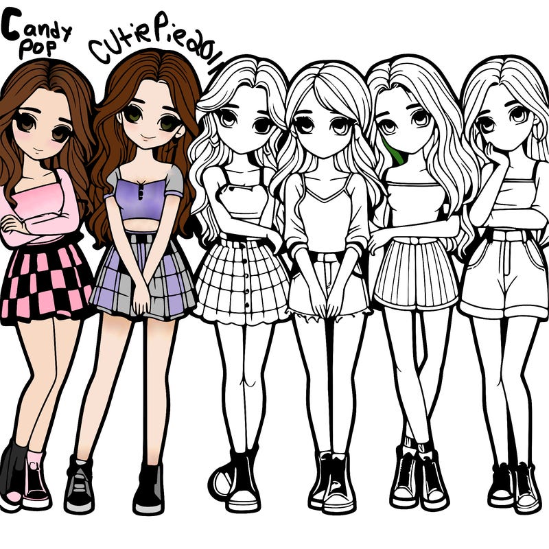 a group of girls realistic