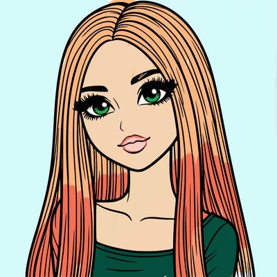 realistic girl with straight and long hair