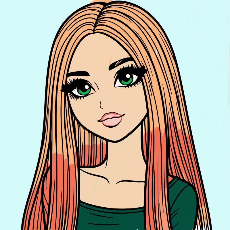 realistic girl with straight and long hair