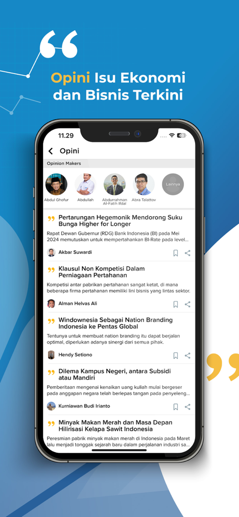 CNBC Indonesia - Market News - Screenshot of the Opinion section in the CNBC Indonesia app featuring expert analysis on economic and business trends.