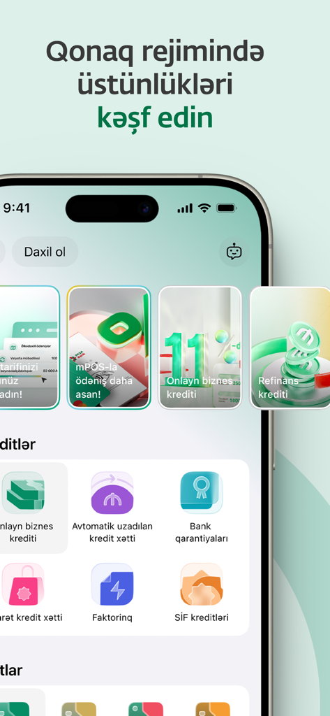 PASHA Bank Business - PASHA Bank Business app interface showing business credit and loan services