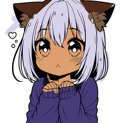 shy anime catgirl