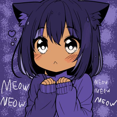 shy anime catgirl