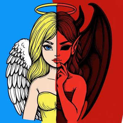 realistic angel half demon