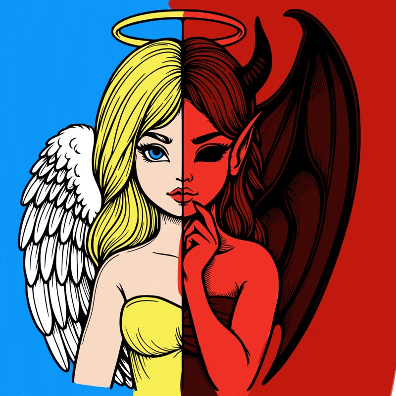 realistic angel half demon