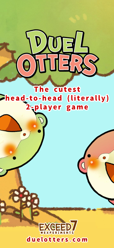 Duel Otters - Duel Otters game splash screen showing two cute cartoon otters for head to head 2 player gameplay