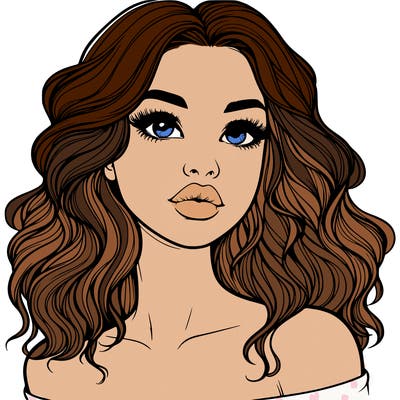 realistic girl with wavy hair and lips