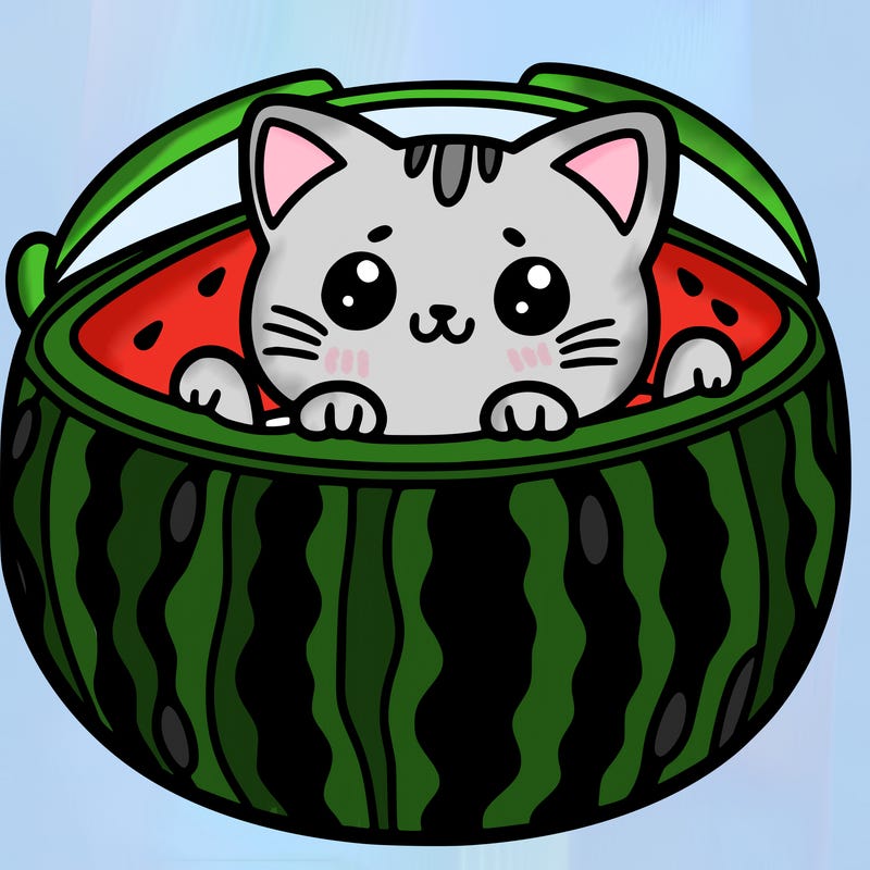 cat inside a watermelon