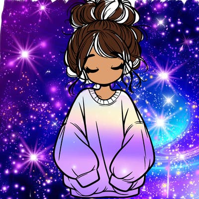 girl with baggy sweatshirt and messy bun