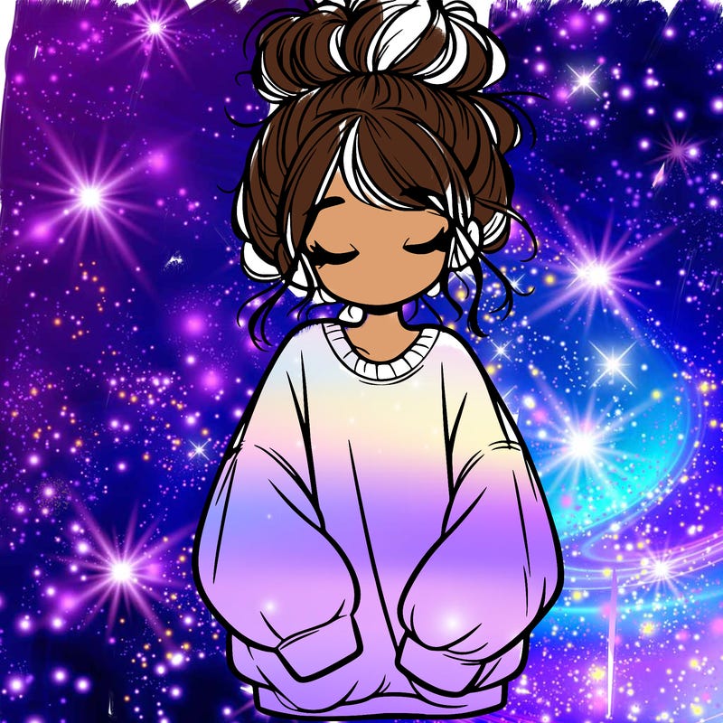 girl with baggy sweatshirt and messy bun