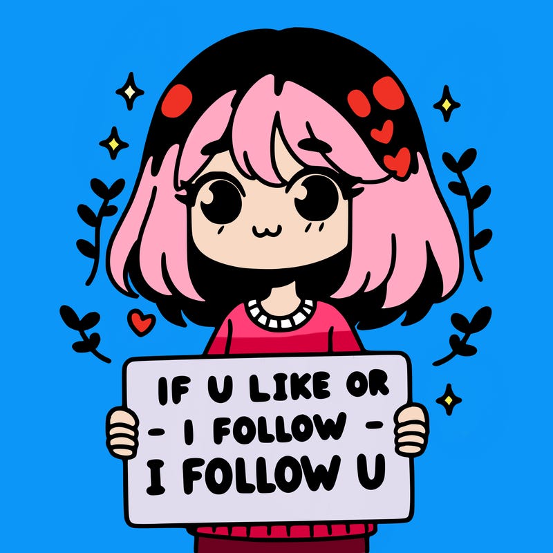 a girl holding a sign that says if u like or follow i will follow u