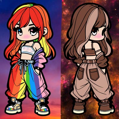 girl in crop top and baggy pants