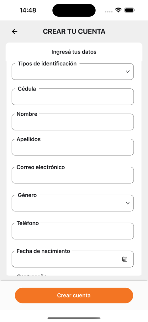 Dos Pinos APP - Formulario de registro de usuario para la app móvil Dos Pinos