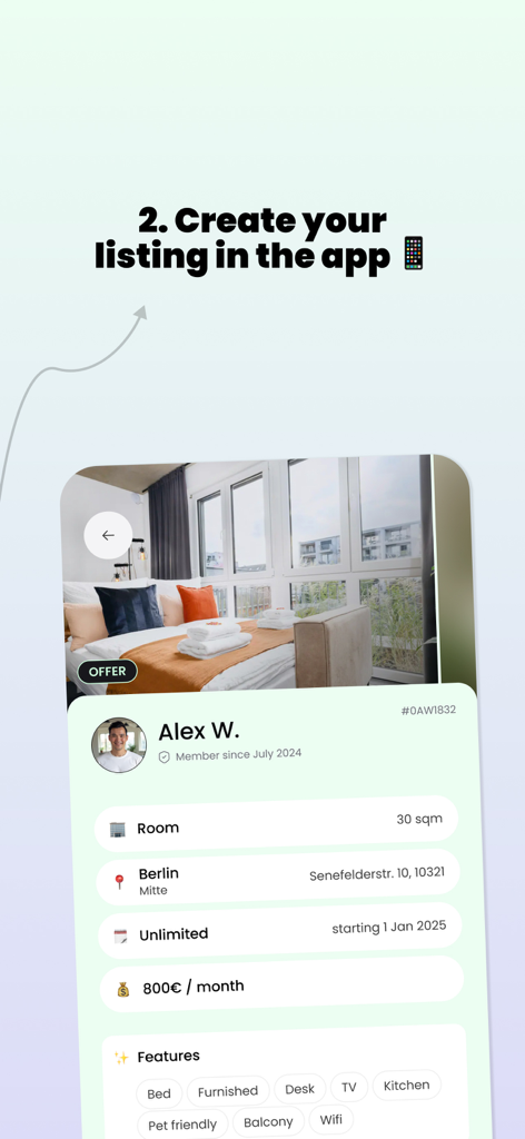flatsforfriendz - Mobile screen showing a room rental listing preview on the flatsforfriendz app
