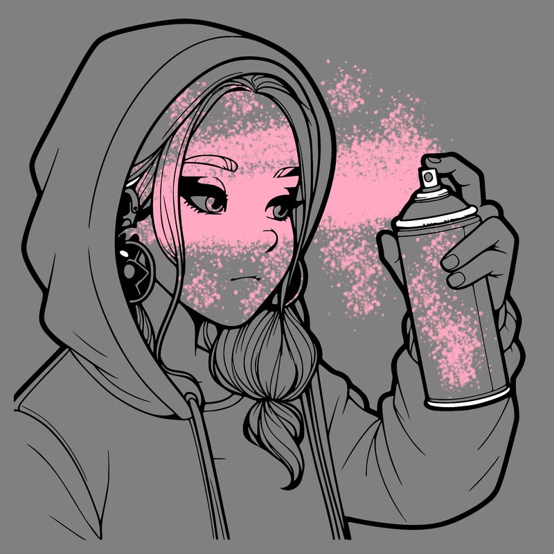 a realistic girl, spray painting