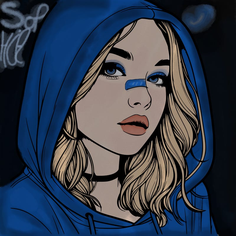 realistic girl with hood on