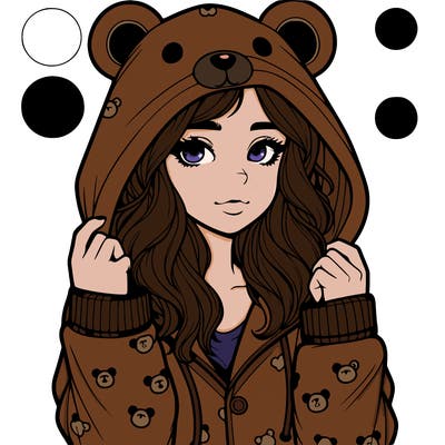 realistic girl in a animal pjs hoodie