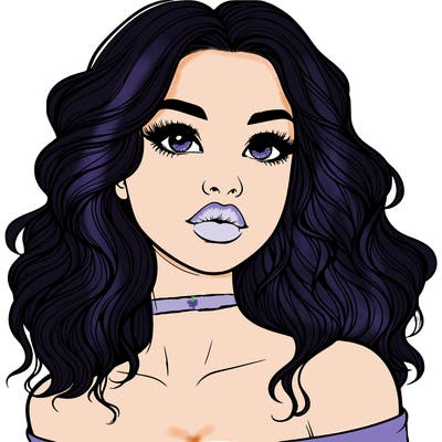 realistic girl with wavy hair and lips