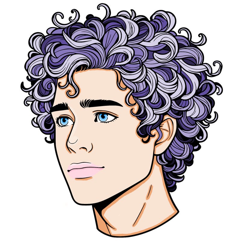 realistic guy with curly hair