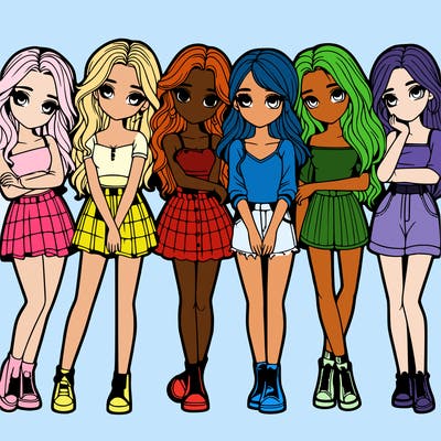 a group of girls realistic