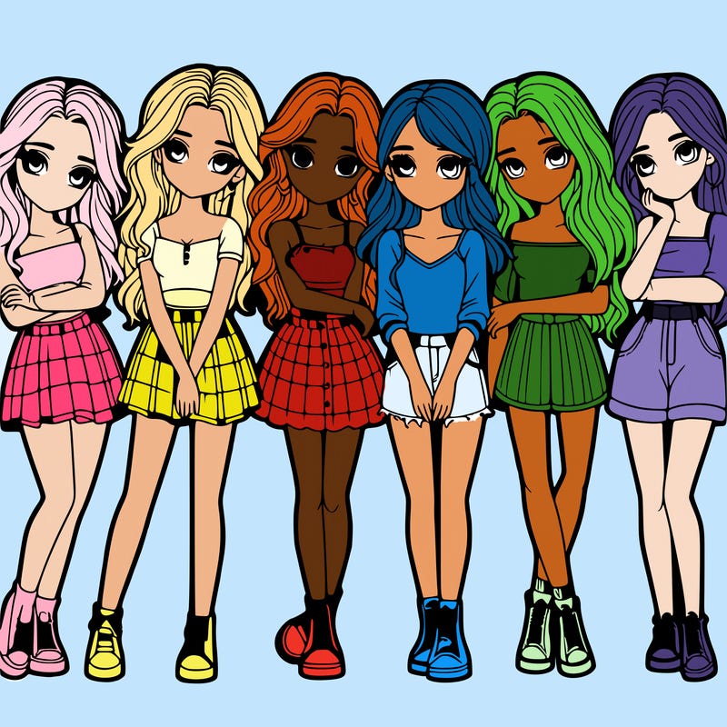 a group of girls realistic