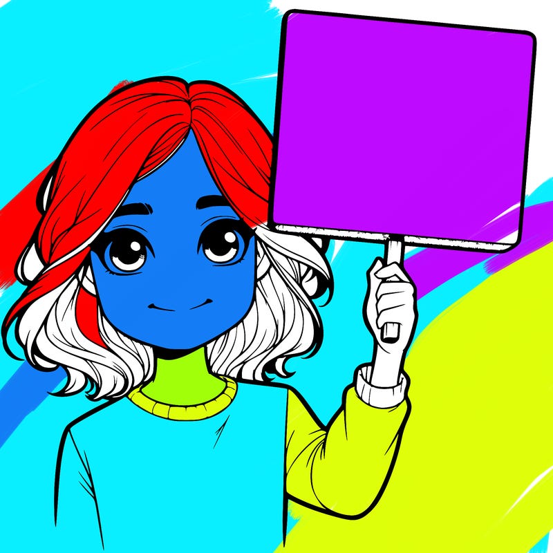 realistic girl holding up a sign