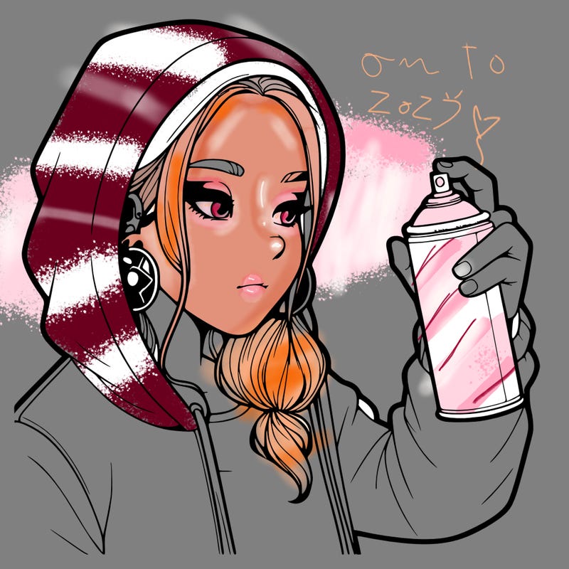 a realistic girl, spray painting