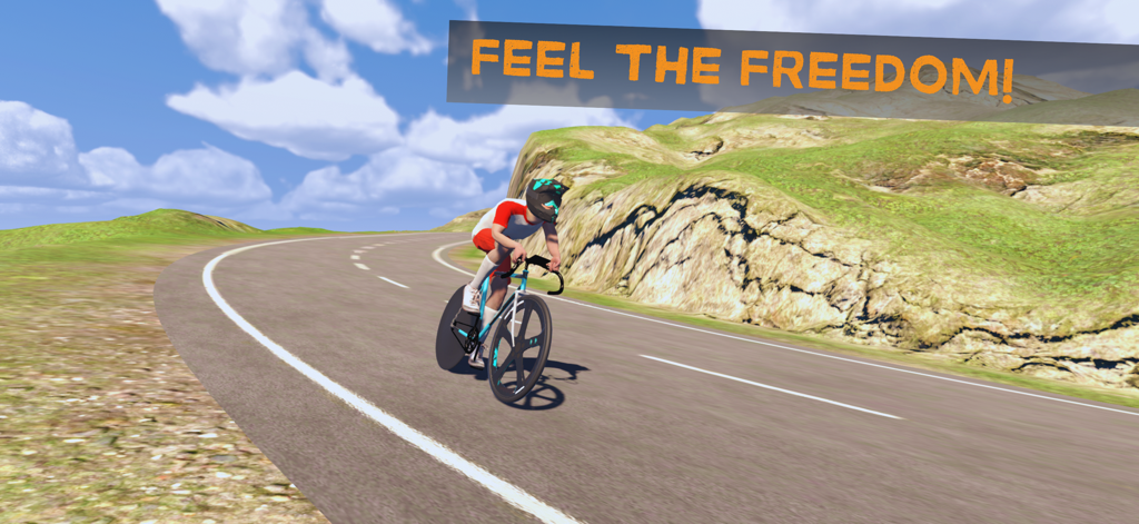 Bicycle Extreme Rider 3D - A cyclist racing on an open mountain road in the Bicycle Extreme Rider 3D game