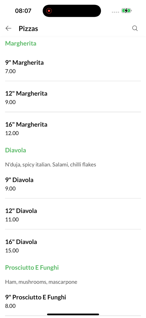 Grilled 88 Fairlie - Grilled 88 Fairlie app pizza menu screen displaying various pizza types and prices.