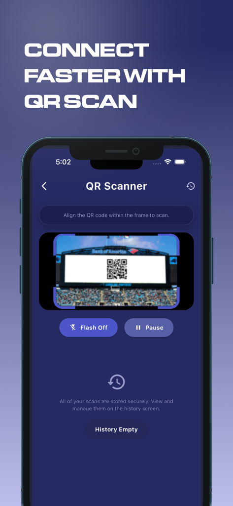 Interfaccia mobile che mostra la funzionalità dello scanner QR nell'app sportiva Score808 per connettersi più velocemente ai contenuti.