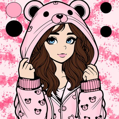 realistic girl in a animal pjs hoodie