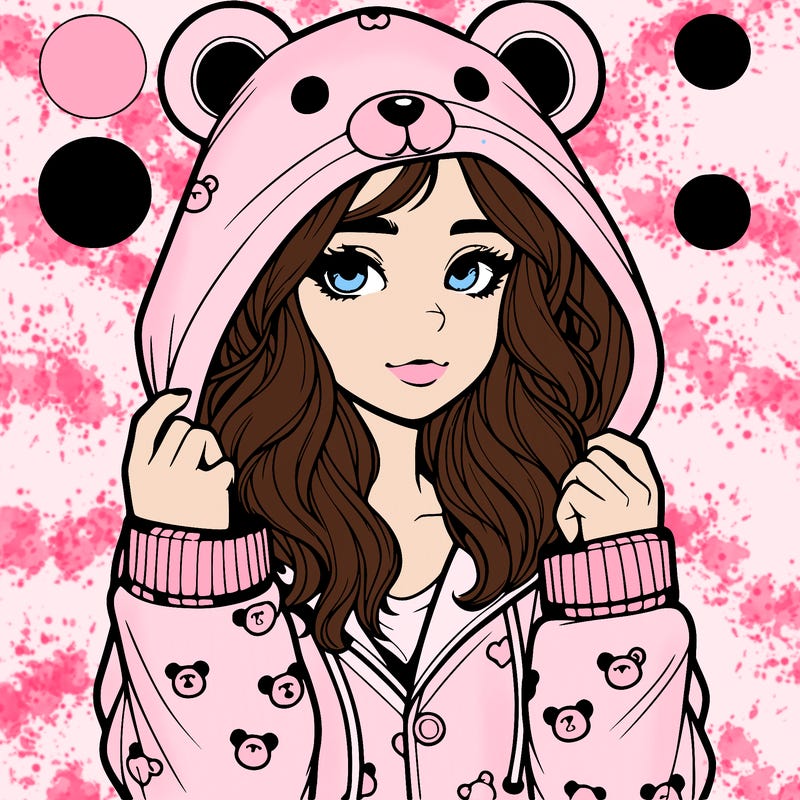 realistic girl in a animal pjs hoodie