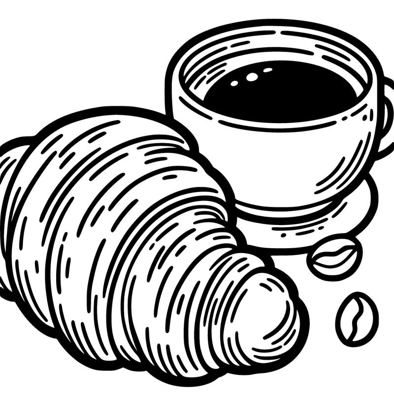 a croissant with a cup of coffee